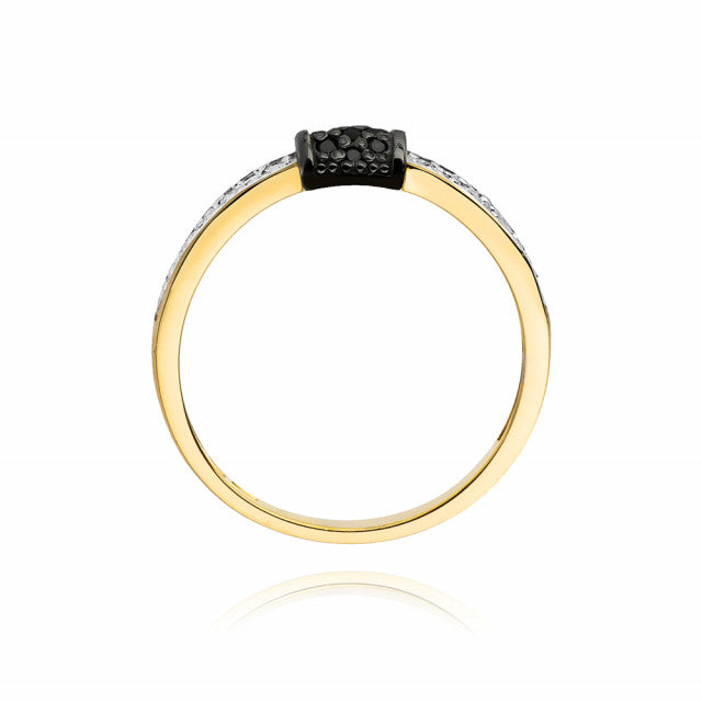 Inel Aur 14K cu Diamante Naturale Albe si Negre 0.19 ct, imaginea 3 din 11