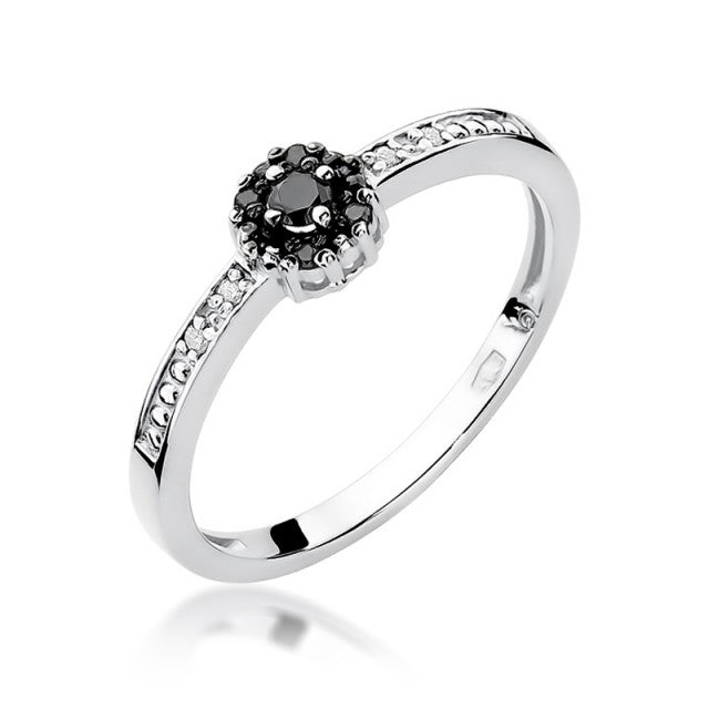 Inel Aur 14K cu Diamante Naturale Albe si Negre 0.09 ct, imaginea 4 din 11