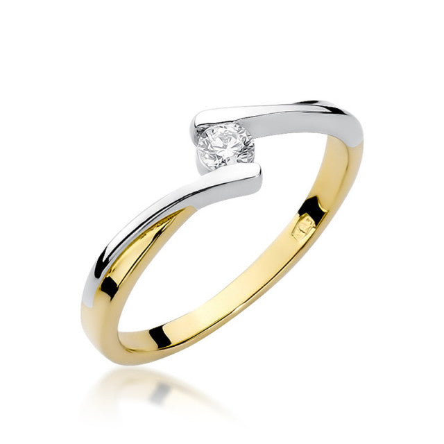 Inel Aur 14K cu Diamant Natural 0.10 ct — Aur galben