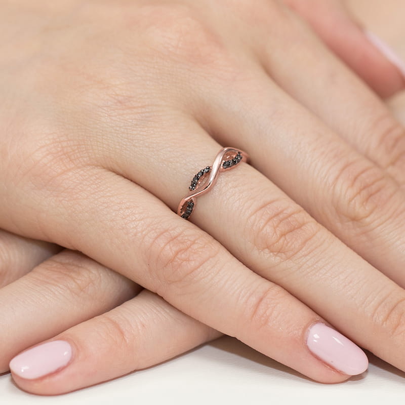 Inel Aur 14K cu Diamante Naturale Negre 0.07 ct, imaginea 11 din 11