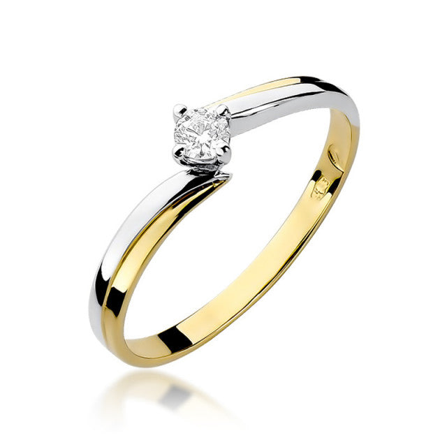 Inel Aur 14K cu Diamant Natural 0.08 ct — Aur galben