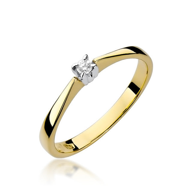 Inel Aur 14K cu Diamant Natural 0.03 ct — Aur galben