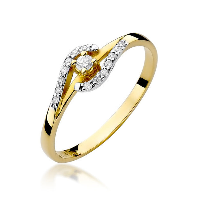 Inel Aur 14K cu Diamante Naturale 0.11 ct — Aur galben