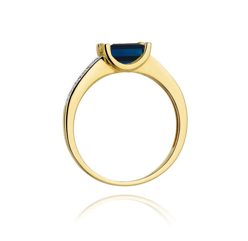 Inel Aur 14K cu Safir 0.60 ct si Diamante Naturale 0.03 ct, imaginea 3 din 11
