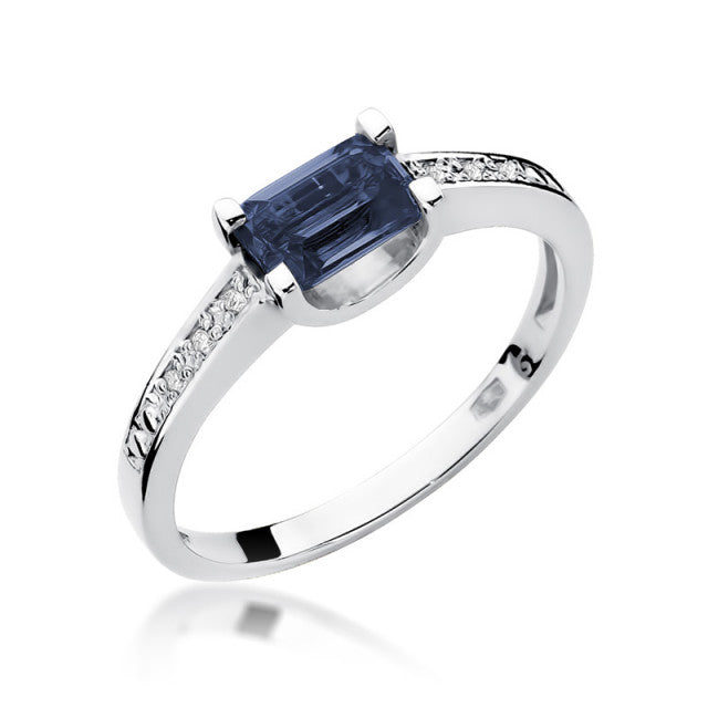 Inel Aur 14K cu Safir 0.60 ct si Diamante Naturale 0.03 ct, imaginea 5 din 11