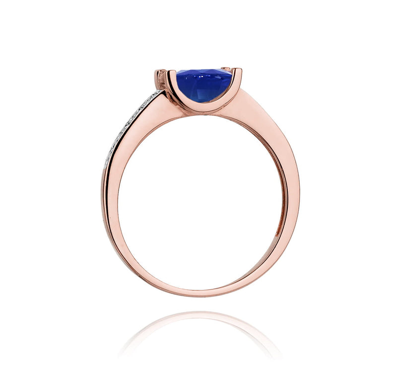 Inel Aur 14K cu Safir 0.60 ct si Diamante Naturale 0.03 ct, imaginea 10 din 11