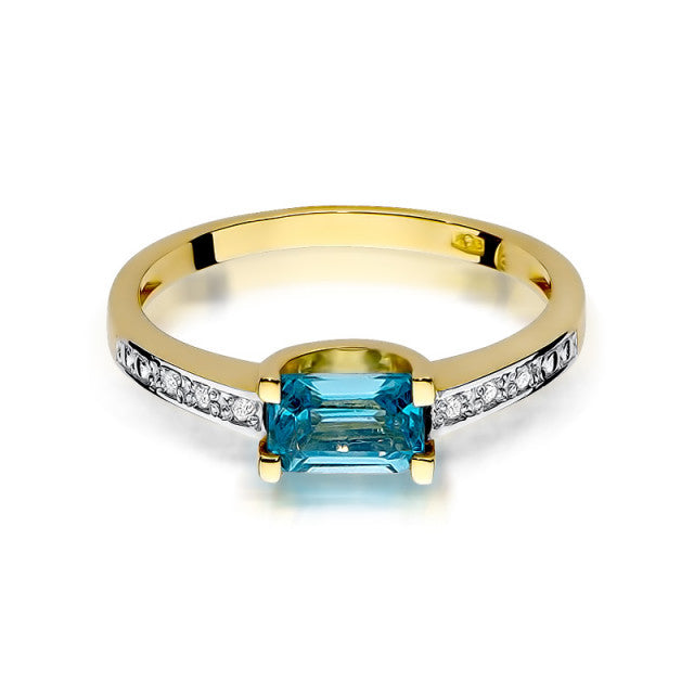 Inel Aur 14K cu Topaz Swiss 0.65 ct si Diamante Naturale 0.03 ct, imaginea 2 din 11