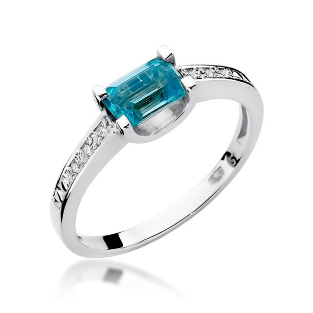 Inel Aur 14K cu Topaz Swiss 0.65 ct si Diamante Naturale 0.03 ct, imaginea 5 din 11