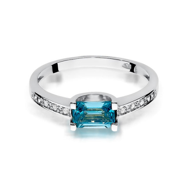 Inel Aur 14K cu Topaz Swiss 0.65 ct si Diamante Naturale 0.03 ct, imaginea 6 din 11