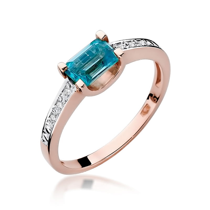 Inel Aur 14K cu Topaz Swiss 0.65 ct si Diamante Naturale 0.03 ct, imaginea 8 din 11