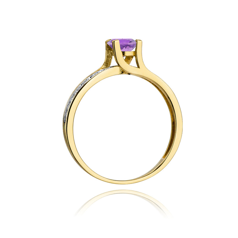 Inel Aur 14K cu Ametist 0.50 ct si Diamante Naturale 0.03 ct, imaginea 3 din 11