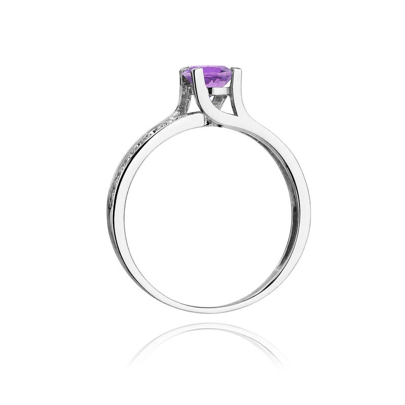 Inel Aur 14K cu Ametist 0.50 ct si Diamante Naturale 0.03 ct, imaginea 6 din 11