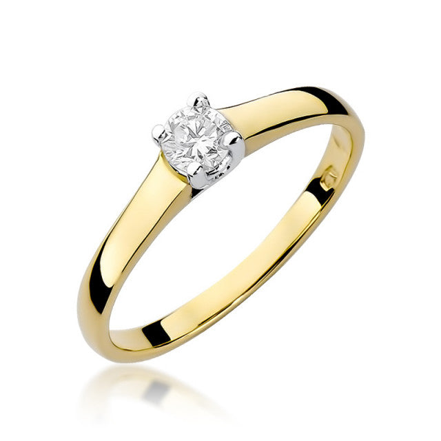 Inel Aur 14K cu Diamant Natural 0.20 ct — Aur galben