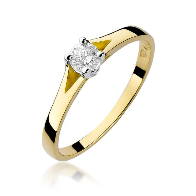 Inel Aur 14K cu Diamant Natural 0.20 ct — Aur galben