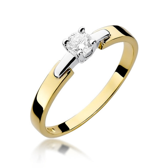 Inel Aur 14K cu Diamant Natural 0.20 ct — Aur galben