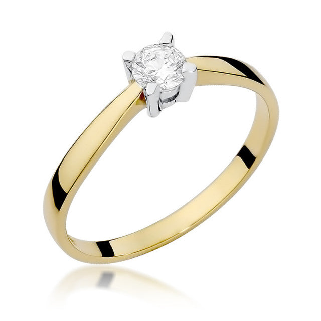 Inel Aur 14K cu Diamant Natural 0.20 ct — Aur galben
