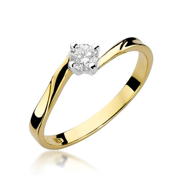 Inel Aur 14K cu Diamant Natural 0.20 ct — Aur galben