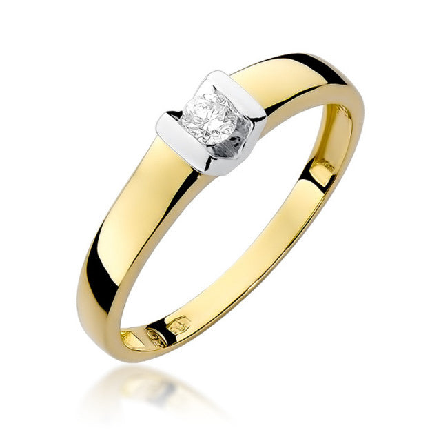 Inel Aur 14K cu Diamant Natural 0.10 ct — Aur galben