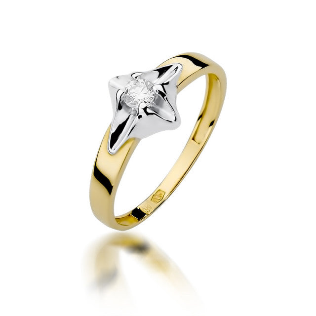 Inel Aur 14K cu Diamant Natural 0.12 ct — Aur galben
