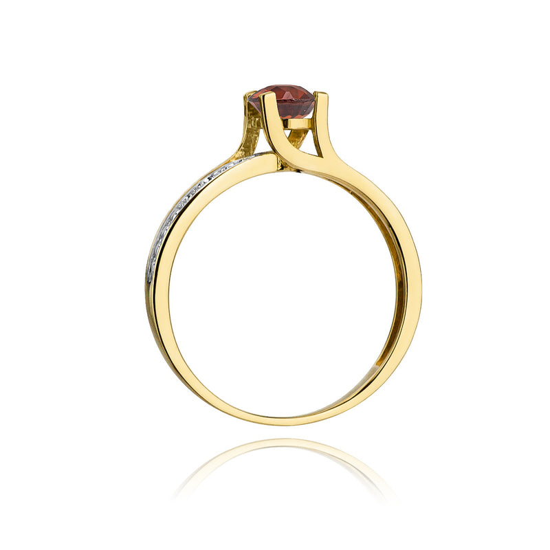 Inel Aur 14K cu Granat 0.60 ct si Diamante Naturale 0.03 ct, imaginea 3 din 11
