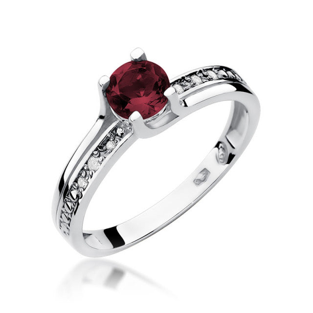 Inel Aur 14K cu Granat 0.60 ct si Diamante Naturale 0.03 ct, imaginea 5 din 11