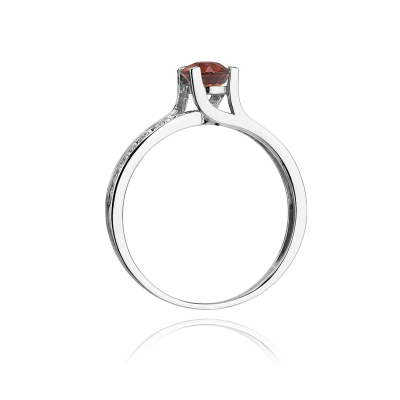 Inel Aur 14K cu Granat 0.60 ct si Diamante Naturale 0.03 ct, imaginea 7 din 11