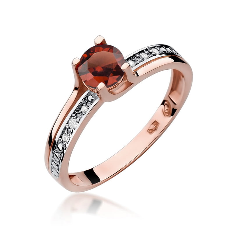 Inel Aur 14K cu Granat 0.60 ct si Diamante Naturale 0.03 ct, imaginea 8 din 11