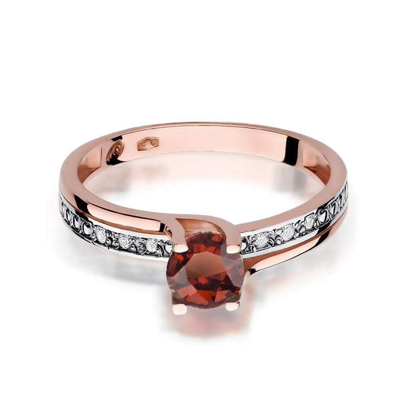 Inel Aur 14K cu Granat 0.60 ct si Diamante Naturale 0.03 ct, imaginea 9 din 11