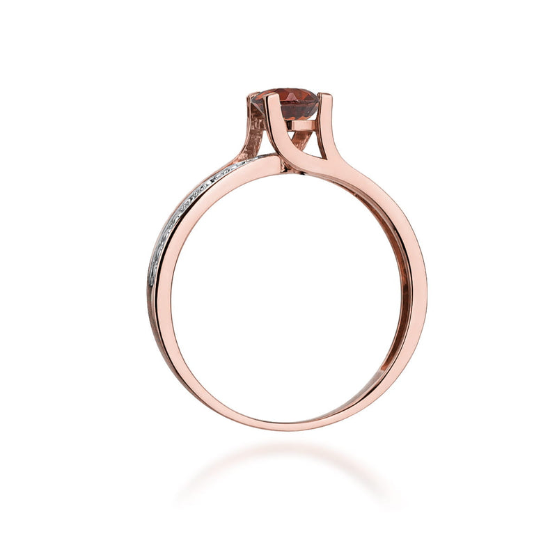 Inel Aur 14K cu Granat 0.60 ct si Diamante Naturale 0.03 ct, imaginea 10 din 11