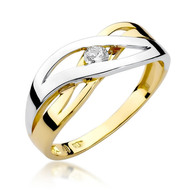Inel Aur 14K cu Diamant Natural 0.10 ct — Aur galben