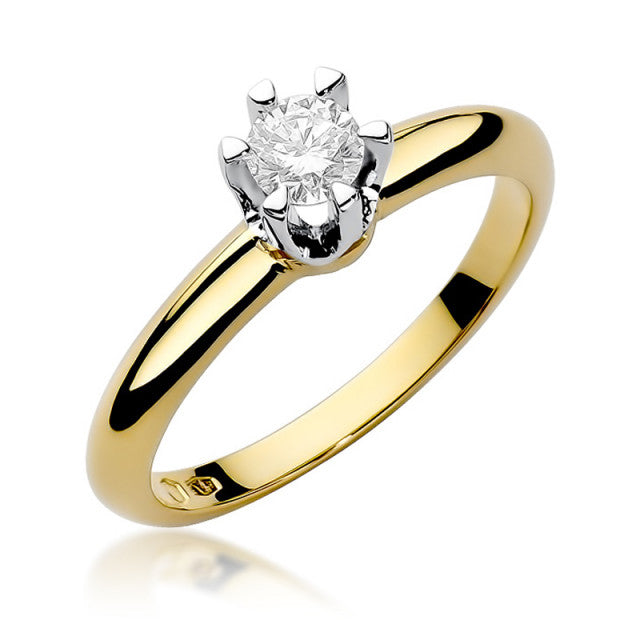 Inel Aur 14K cu Diamant Natural 0.30 ct — Aur galben