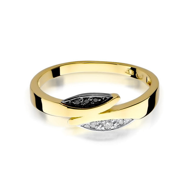 Inel Aur 14K cu Diamante Naturale Albe si Negre 0.03 ct, imaginea 2 din 10