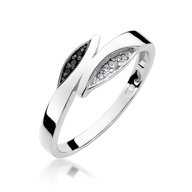 Inel Aur 14K cu Diamante Naturale Albe si Negre 0.03 ct, imaginea 5 din 10