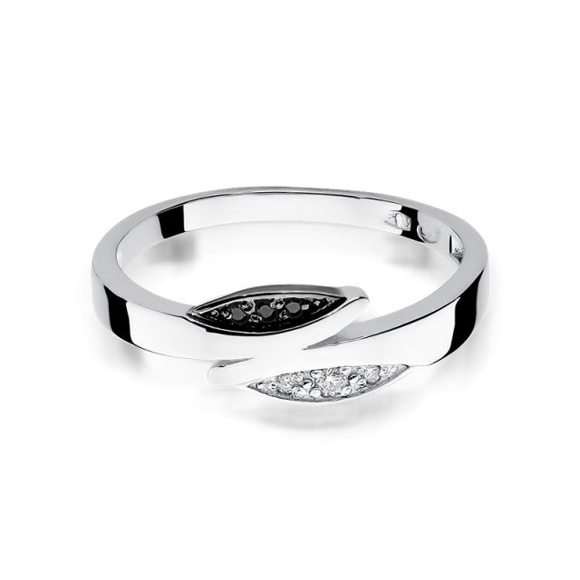 Inel Aur 14K cu Diamante Naturale Albe si Negre 0.03 ct, imaginea 6 din 10