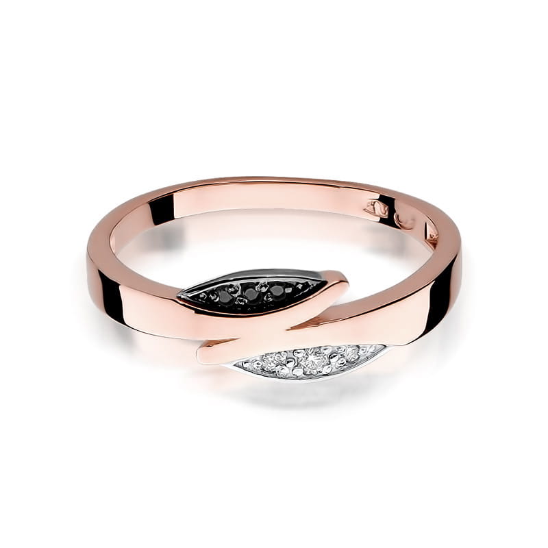 Inel Aur 14K cu Diamante Naturale Albe si Negre 0.03 ct, imaginea 9 din 10