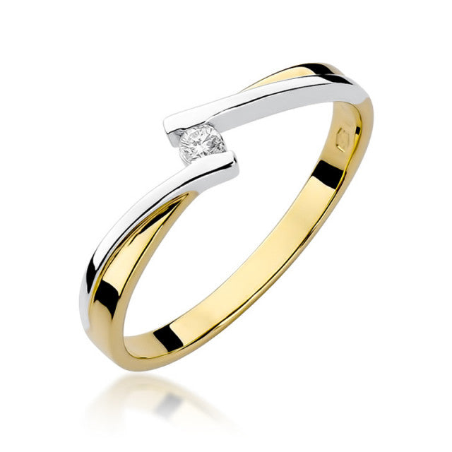 Inel Aur 14K cu Diamant Natural 0.04 ct — Aur galben