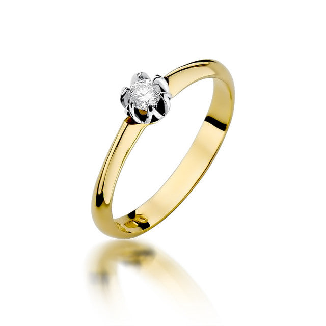 Inel Aur 14K cu Diamant Natural 0.10 ct — Aur galben