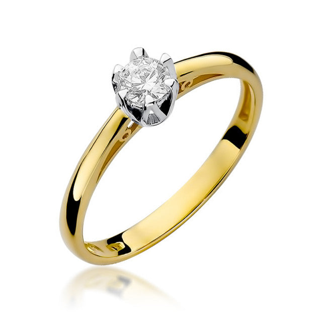 Inel Aur 14K cu Diamant Natural 0.15 ct — Aur galben