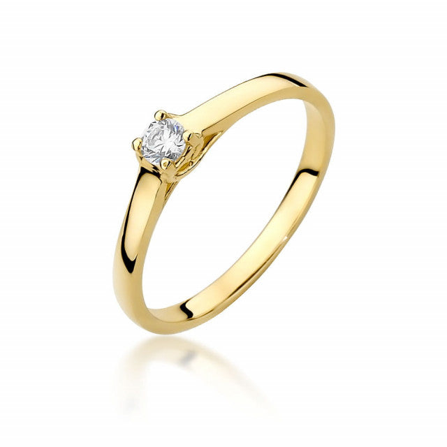 Inel Aur 14K cu Diamant Natural 0.12 ct — Aur galben