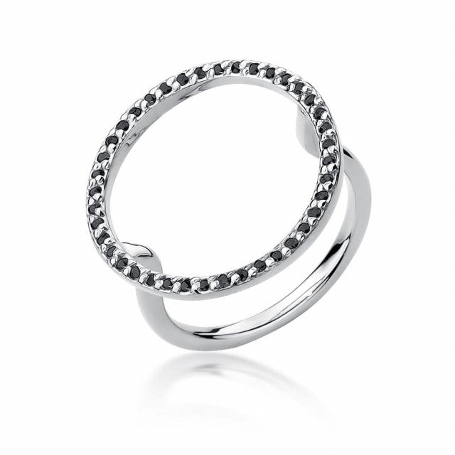 Inel Aur 14K cu Diamante Naturale Negre 0.20 ct, imaginea 3 din 9