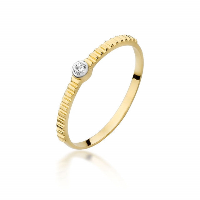 Inel Aur 14K cu Diamant Natural 0.04 ct — Aur galben