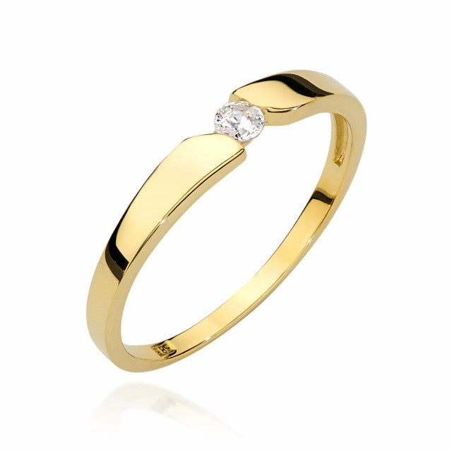 Inel Aur 14K cu Diamant Natural 0.08 ct — Aur galben