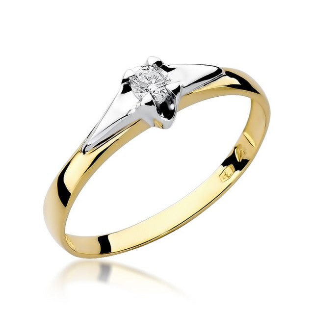 Inel Aur 14K cu Diamant Natural 0.04 ct — Aur galben