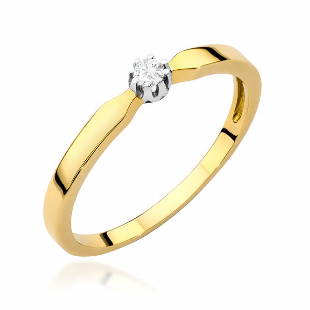Inel Aur 14K cu Diamant Natural 0.04 ct — Aur galben