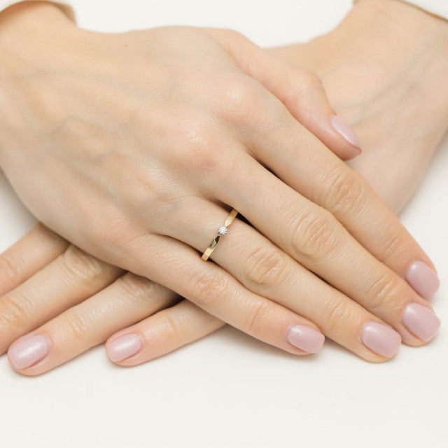 Inel Aur 14K cu Diamant Natural 0.04 ct, imaginea 7 din 11