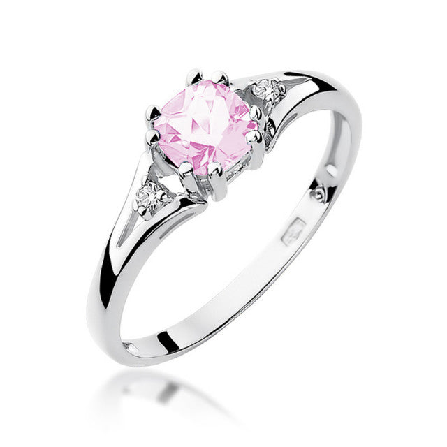 Inel Aur 14K cu Topaz Roz 0.65 ct si Diamante Naturale 0.03 ct, imaginea 4 din 10
