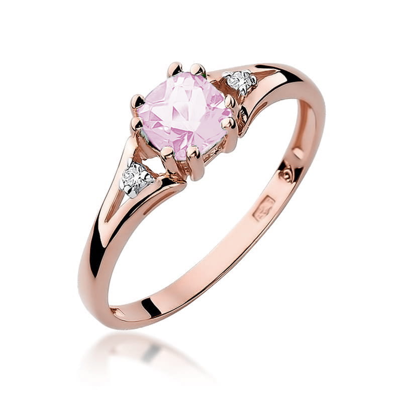 Inel Aur 14K cu Topaz Roz 0.65 ct si Diamante Naturale 0.03 ct, imaginea 7 din 10