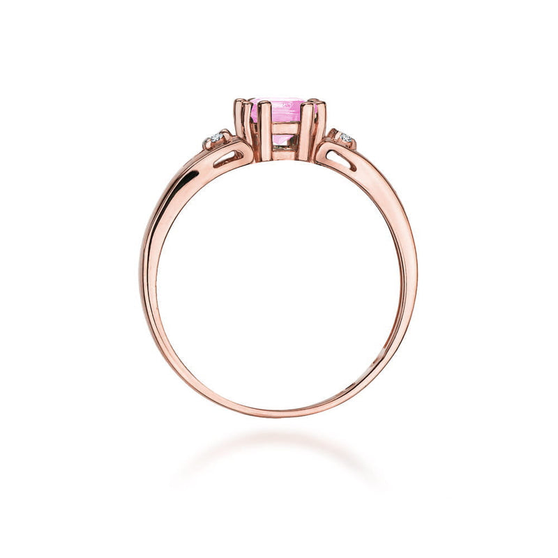 Inel Aur 14K cu Topaz Roz 0.65 ct si Diamante Naturale 0.03 ct, imaginea 9 din 10