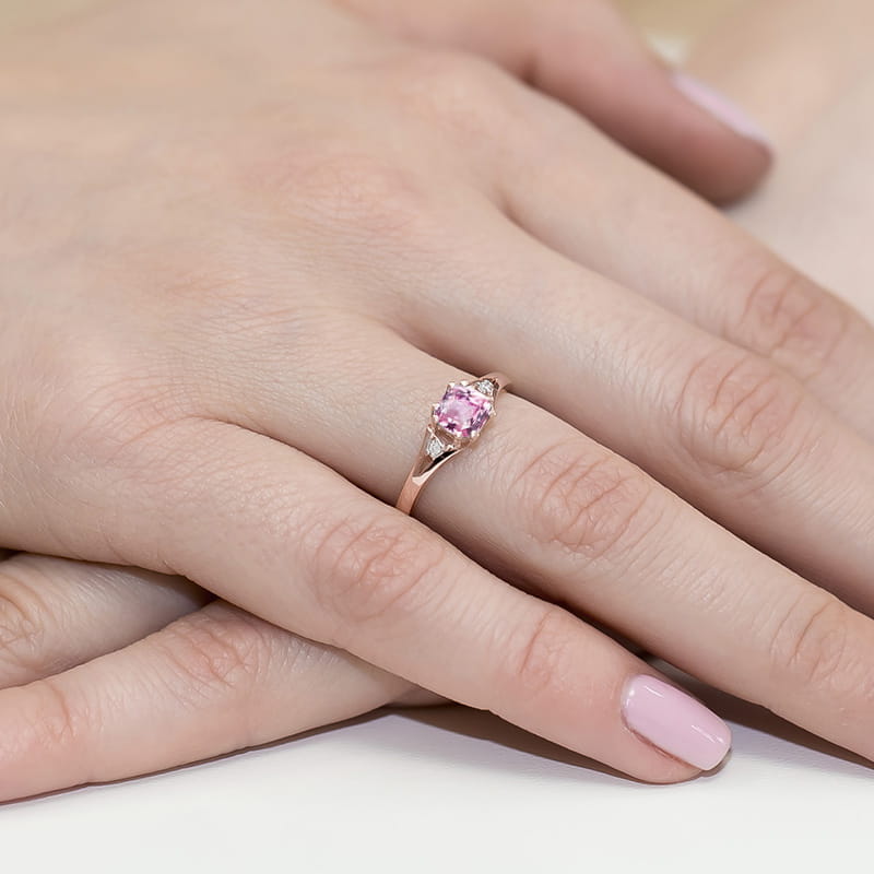 Inel Aur 14K cu Topaz Roz 0.65 ct si Diamante Naturale 0.03 ct, imaginea 10 din 10
