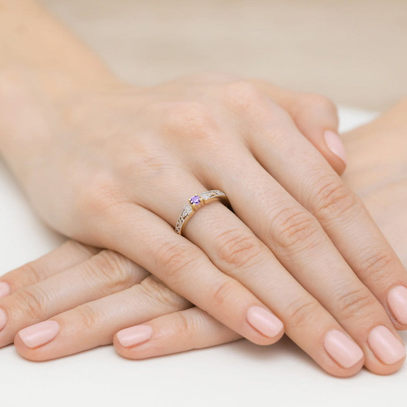 Inel Aur 14K cu Tanzanit 0.15 ct si Diamante Naturale 0.03 ct, imaginea 4 din 11
